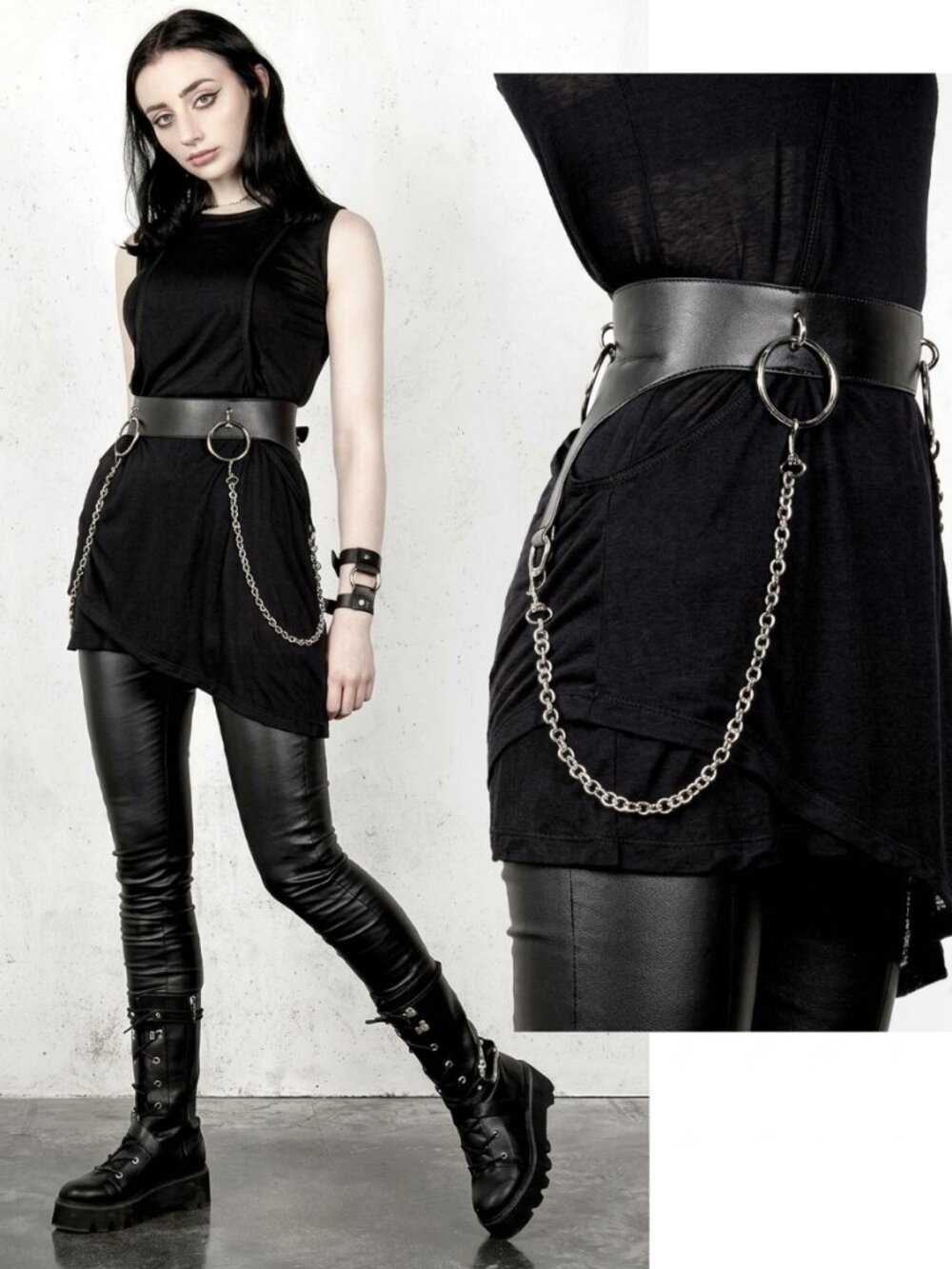 DISTURBIA asymmetrical goth sleeveless stretch tunic top size US6 - Picture 3 of 8